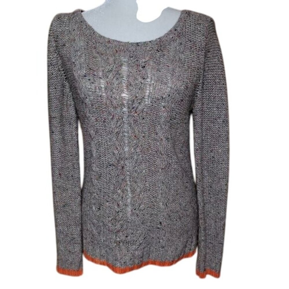 American Eagle Women's Medium Multicolor Cable Knit Sweater Wool Blend Cozy Fall